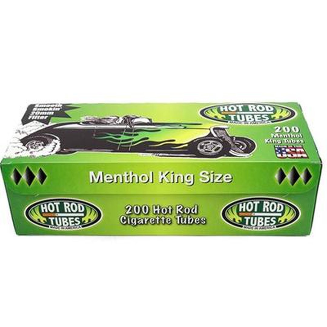 hot rod cigarette tubes HotRod Menthol 100mm 400 Count 200 Tubes x 2 Boxes Empty Tubes with Filter 20mm Double Filter Smooth Draw, No Aftertaste USA Made Fits Most Hot Rod Tubes Menthol King