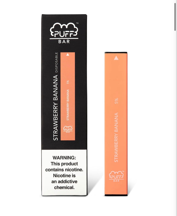 STRAWBERRY BANANA (LIMITED EDITION) - PUFF BAR-Disposable Device requires No Maintenance, Charging or Refilling - Pre-Filled: 1.3mL Salt Nic - Internal Battery: 280mAh - Up to 300+ Puffs per disposable,
